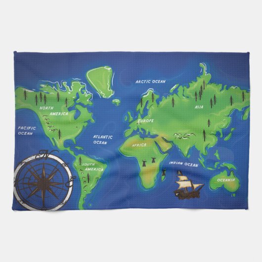Linge De Cuisine Carte du monde (Horizontal)