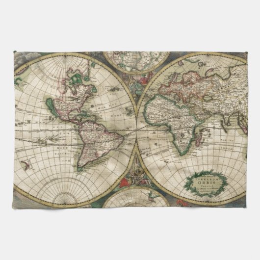 Linge De Cuisine Carte du monde à partir de 1689 (Horizontal)