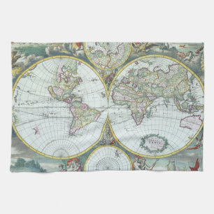 Linge De Cuisine Carte du monde antique du 17ème siècle, Frederick 