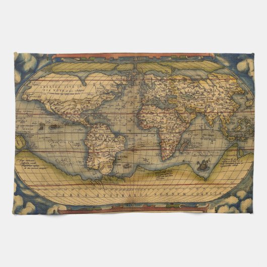 Linge De Cuisine Carte du monde Antique Ortelius Europe Voyage (Horizontal)