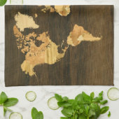 Linge De Cuisine Carte du monde en bois (Plié)