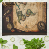 Linge De Cuisine Carte du monde Steampunk Olde (Plié)