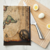 Linge De Cuisine Carte du monde Steampunk Olde (Quart Plié)