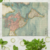Linge De Cuisine Carte du monde vintage (Plié)