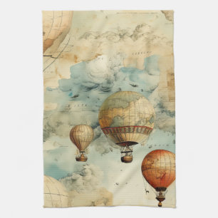 Linge De Cuisine Carte fantaisiste de ballons à air chaud colorés