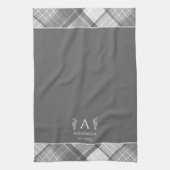 Linge De Cuisine Carte gris foncé Nom personnalisé Monogramme (Vertical)