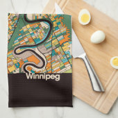 Linge De Cuisine Carte/noir de Winnipeg (Quart Plié)
