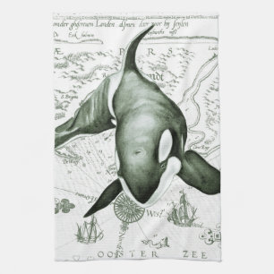 Linge De Cuisine Carte Orca verte