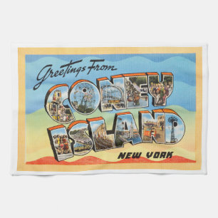 Linge De Cuisine Carte postale de Vintage voyage de Coney Island