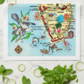 Linge De Cuisine Carte rétro de Floride (Plié)