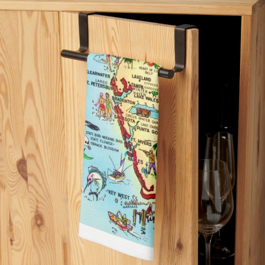 Linge De Cuisine Carte rétro de Floride (Pliage en tiers)