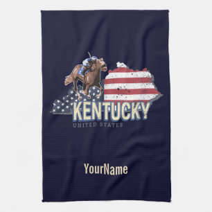 Linge De Cuisine Carte Rétro de l'État du Kentucky États-Unis Vinta