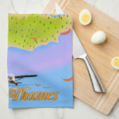 Linge De Cuisine Carte River Thames Londres Angleterre (Quart Plié)