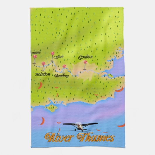 Linge De Cuisine Carte River Thames Londres Angleterre (Vertical)