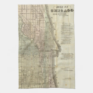 Linge De Cuisine Carte vintage de Chicago (1857)