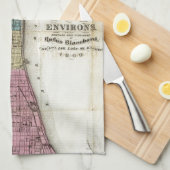 Linge De Cuisine Carte vintage de Chicago (1869) (Quart Plié)