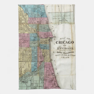 Linge De Cuisine Carte vintage de Chicago (1869)