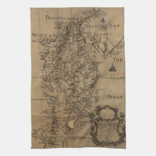 Linge De Cuisine Carte vintage de la baie de chesapeake (1778)
