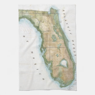 Linge De Cuisine Carte vintage de la Floride (1848)
