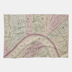 Linge De Cuisine Carte vintage de la Nouvelle-Orléans (1880)