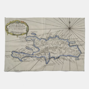 Linge De Cuisine Carte vintage de la République Dominicaine (1750)