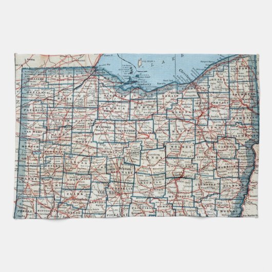 Linge De Cuisine Carte vintage de l'Ohio (1921) (Horizontal)