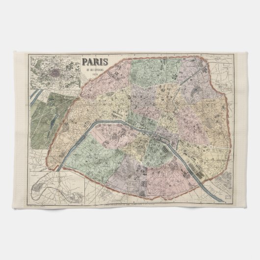 Linge De Cuisine Carte vintage de Paris 1878 (Horizontal)