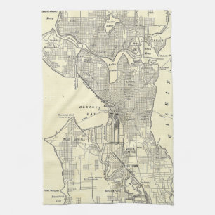 Linge De Cuisine Carte vintage de Seattle (1914)