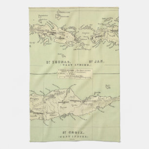 Linge De Cuisine Carte vintage des Îles Vierges (1853)