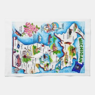 Linge De Cuisine Carte vintage du Michigan