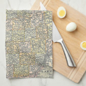 Linge De Cuisine Carte Vintage du Michigan (1901) (Quart Plié)