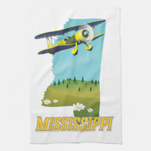 Linge De Cuisine Carte Vintage du Mississippi imprimé de l'affiche