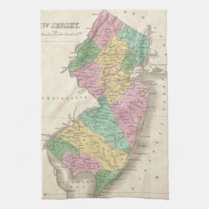 Linge De Cuisine Carte vintage du New Jersey (1827)