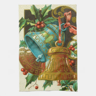 Linge De Cuisine Cartes de vœux vintage de Noël, Cloches de Noël