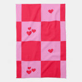 Linge De Cuisine Cartes Grille rose et rouge (Vertical)