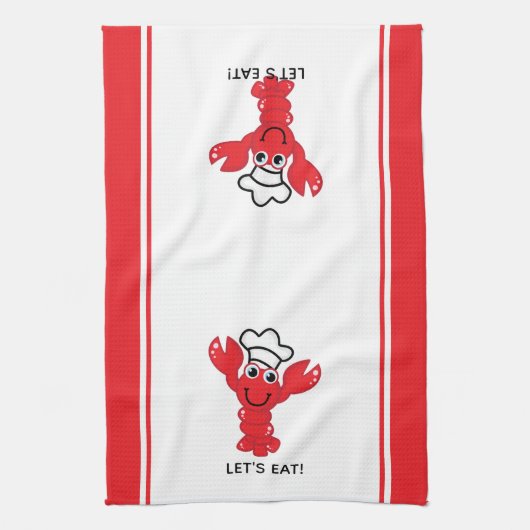 Linge De Cuisine Carton joli souriant Rouge Homard (Vertical)