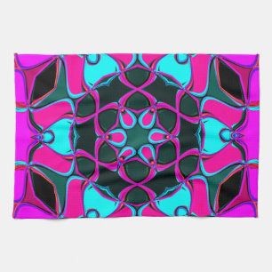 Linge De Cuisine Carton Mandala Flower rose et bleu