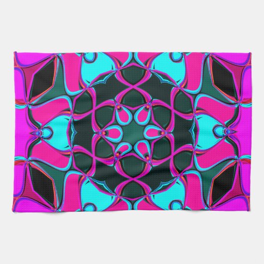 Linge De Cuisine Carton Mandala Flower rose et bleu (Horizontal)