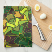 Linge De Cuisine Carton Mandala Flower vert Jaune et orange (Quart Plié)