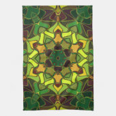 Linge De Cuisine Carton Mandala Flower vert Jaune et orange (Vertical)
