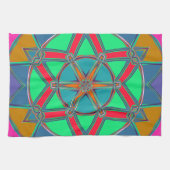 Linge De Cuisine Carton Mandala Vert Rouge et Bleu (Horizontal)