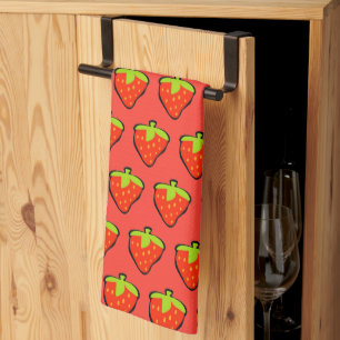 Linge De Cuisine Cartoon Fraises Motif rouge