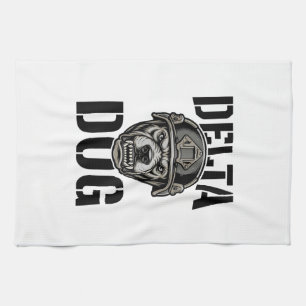 Linge De Cuisine Casque Bulldog Delta Dog Design de gravure vintage