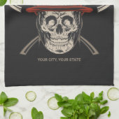 Linge De Cuisine Casque de crâne pompier personnalisé Ax pompier (Plié)