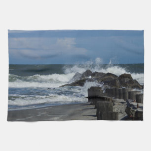 Linge De Cuisine Casser Des Vagues À La Folie
