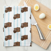 Linge De Cuisine Castor sur bandes bleues (Quart Plié)