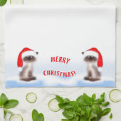 Linge De Cuisine Cat à Santa Hat (Plié)