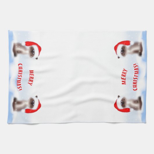 Linge De Cuisine Cat à Santa Hat (Horizontal)
