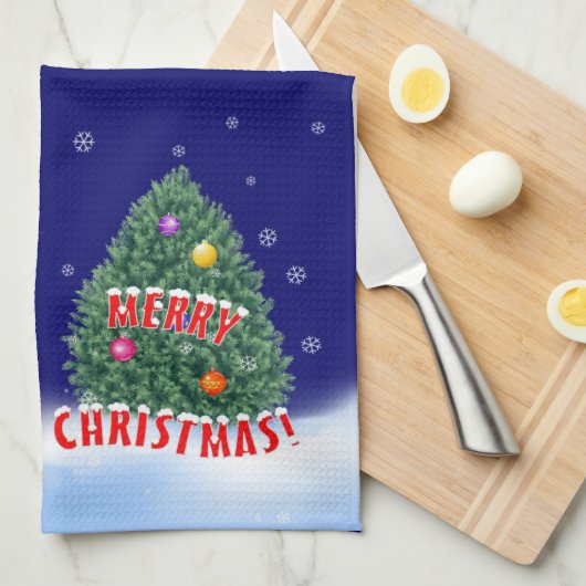 Linge De Cuisine Cat à Santa Hat (Quart Plié)