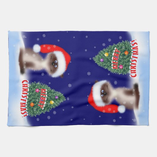 Linge De Cuisine Cat à Santa Hat (Horizontal)